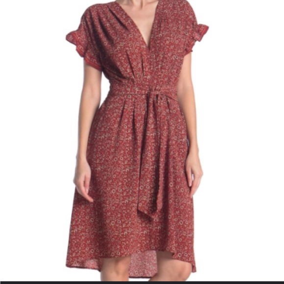 Max Studio Short Sleeve Floral Print Crepe Midi Dress  Size Medium (Size L) - Picture 1 of 4